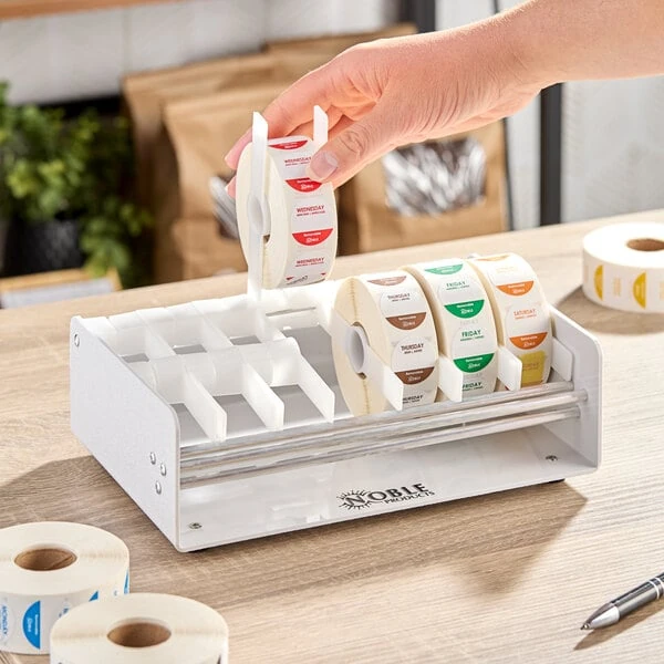 Noble Elevated 7-Slot White Plastic Label Dispenser with 1" Slots
