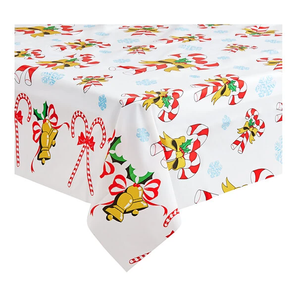 Table Mate 54" x 108" Candy Canes Plastic Table Cover - 24/Case