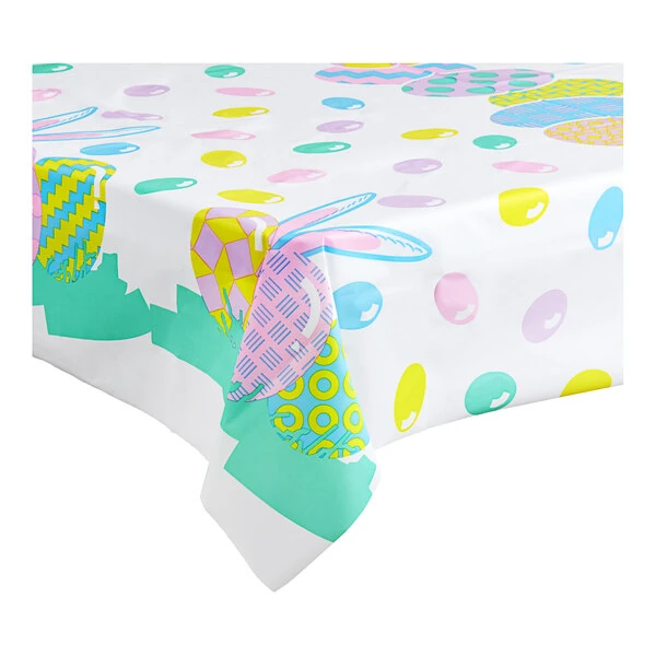 Table Mate 54" x 108" Easter Eggs Plastic Table Cover - 24/Case