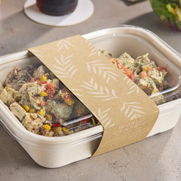 World Centric Compostable Paper Sleeve for 60 oz. Fiber Containers - 800/Case