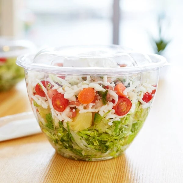 Eco-Products EP-SB48 48 oz. Clear Compostable Plastic Salad Bowl with Lid - 150/Case