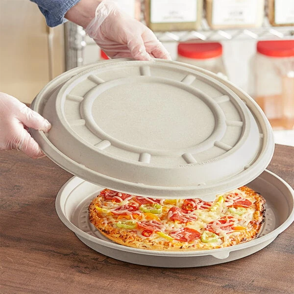 World Centric 12" Compostable Fiber Round Pizza Lid Only - 200/Case