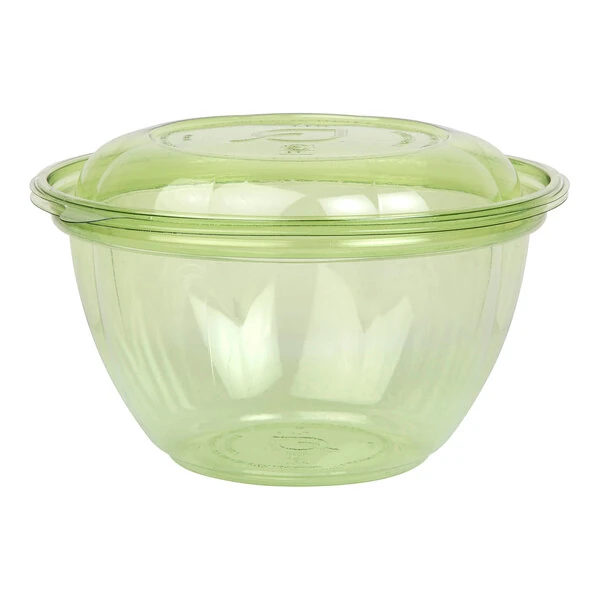 Eco-Products Veridian 18 oz. Compostable Green PLA Plastic Salad Bowl with Lid - 150/Case