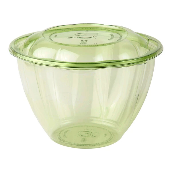 Eco-Products Veridian 48 oz. Compostable Green PLA Plastic Salad Bowl with Lid - 150/Case