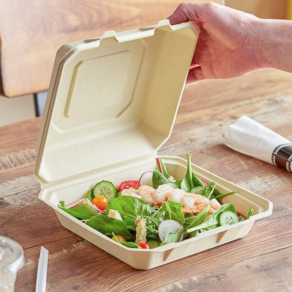 Tellus Products 9" x 9" x 3" Compostable Fiber Clamshell Container - 200/Case