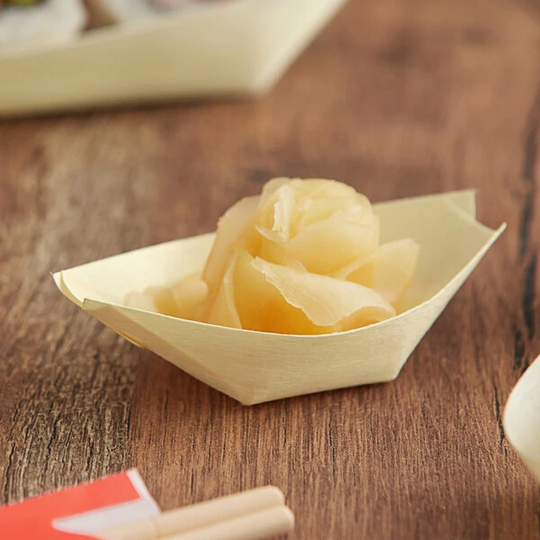 EcoChoice 3" Disposable Wooden Food Boat - 100/Pack