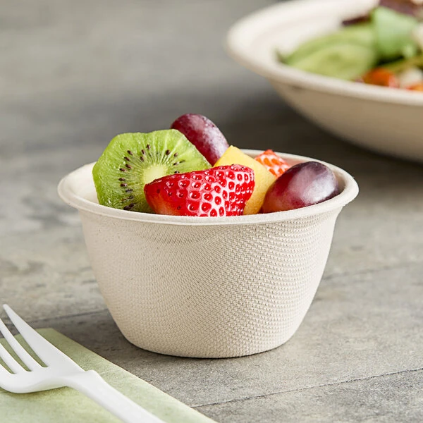 World Centric 6 oz. Compostable Fiber Take-Out Bowl with Leaf Plus - 1,000/Case