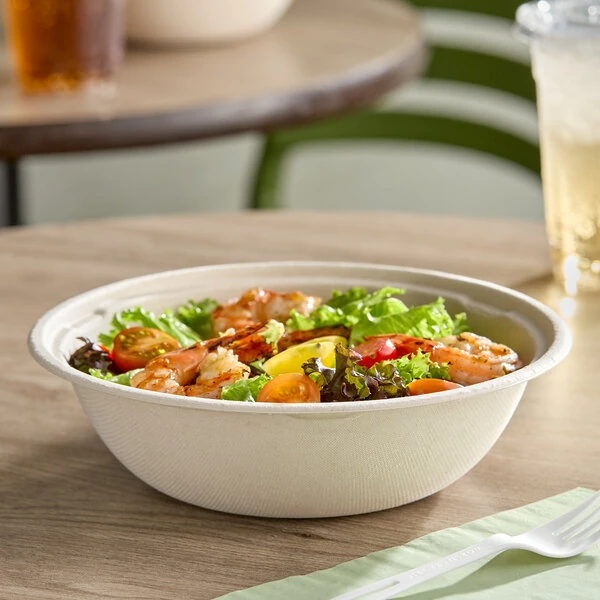 World Centric 32 oz. Compostable Wide Fiber Take-Out Bowl - 300/Case