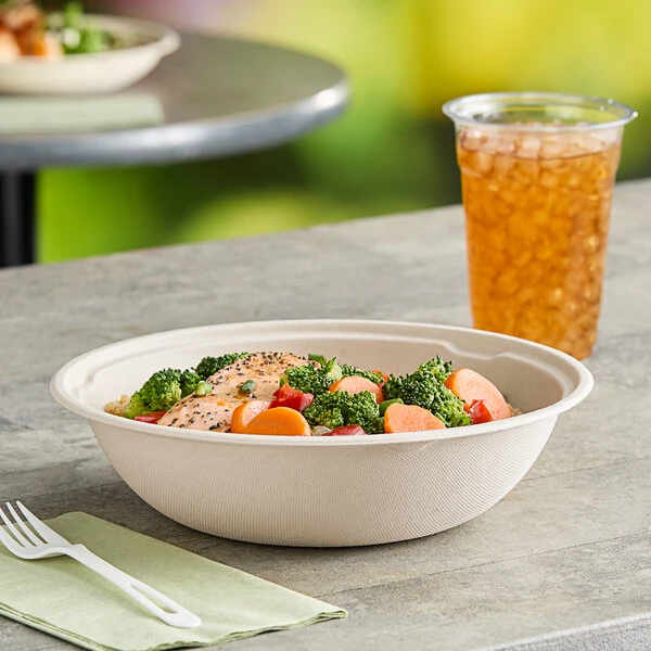 World Centric 48 oz. Compostable Fiber Take-Out Bowl - 300/Case