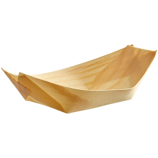 TableCraft Disposable Wood Boat 5 3/8" x 3 3/8" 3 oz. - 50/Pack