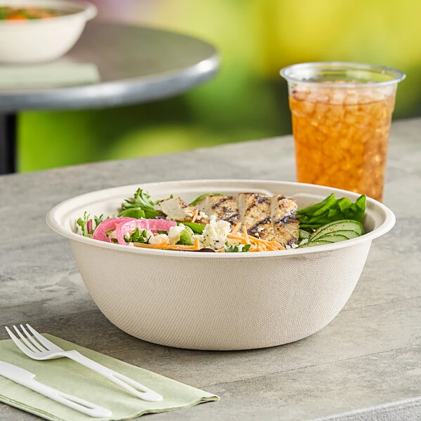 World Centric 64 oz. Compostable Fiber Take-Out Bowl - 300/Case