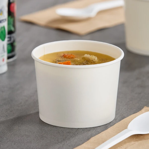 Choice 12 oz. White Double Poly-Coated Paper Food Cup - 50/Pack