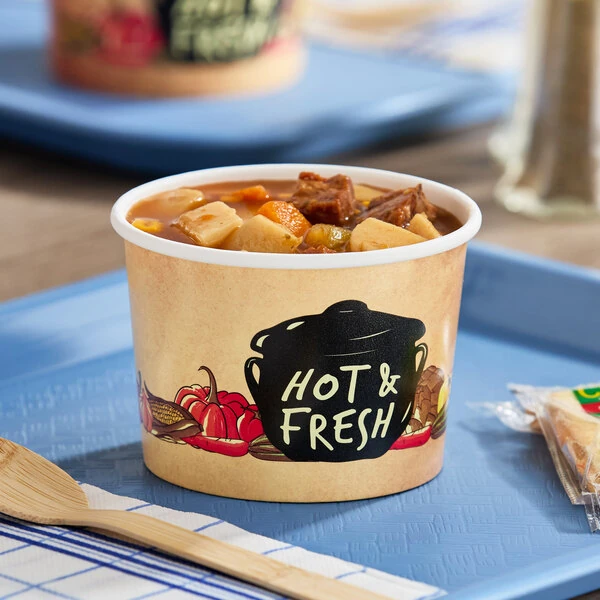 Choice 12 oz. Medley Double Poly-Coated Paper Soup / Hot Food Cup - 50/Pack