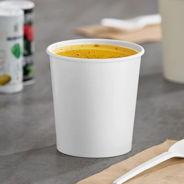 Choice 16 oz. White Double Poly-Coated Paper Food Cup - 50/Pack
