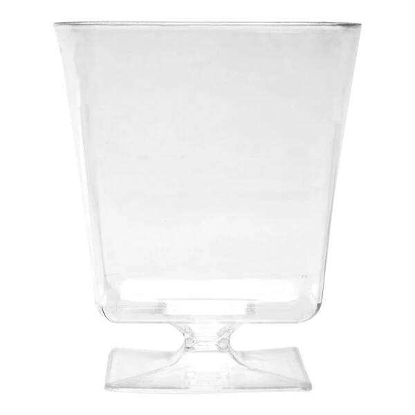 Fineline Solid Squares 8 oz. Clear Plastic Pedestal Wine Glass - 180/Case