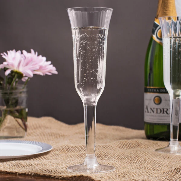 Visions 5 oz. Clear 2-Piece Plastic Champagne Flute - 120/Case