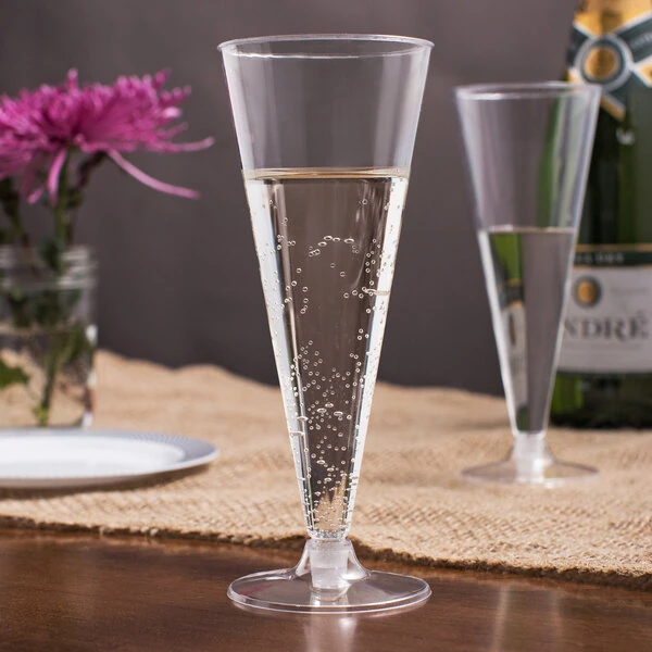 Visions 6 oz. Clear 2-Piece Plastic Cone Champagne Flute - 120/Case