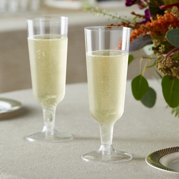 Visions 6 oz. Clear 2-Piece Plastic Champagne Flute - 120/Case