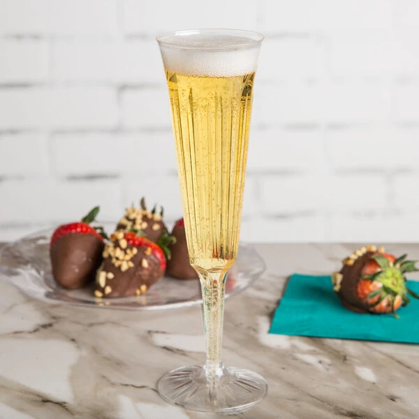 WNA Comet OPSCHMP5 Opulence 5 oz. Clear 2-Piece Plastic Champagne Flute - 10/Pack