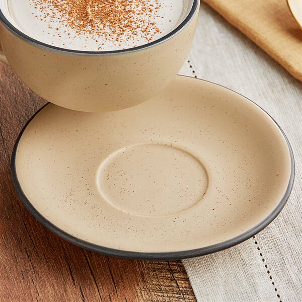 Acopa Embers 5 1/2" Harvest Tan Matte Stoneware Saucer - Sample