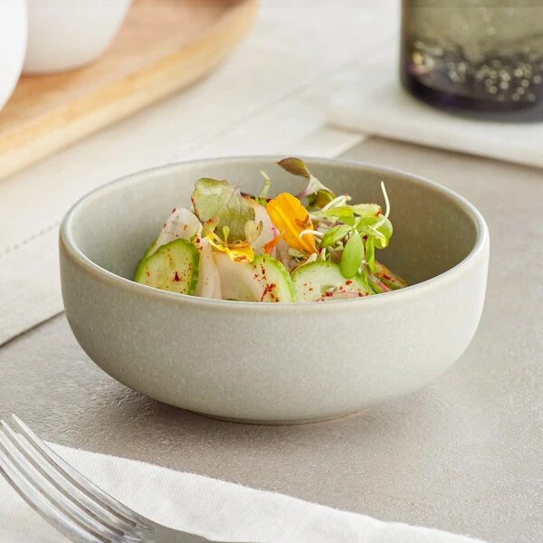 Acopa Pangea 10 oz. Ash Gray Matte Porcelain Nappie Bowl - Sample
