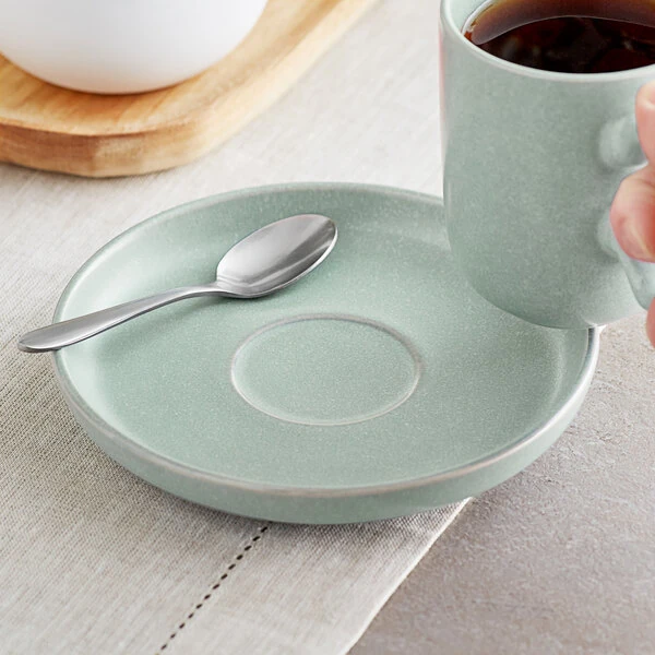 Acopa Pangea 6" Harbor Blue Matte Porcelain Saucer - Sample