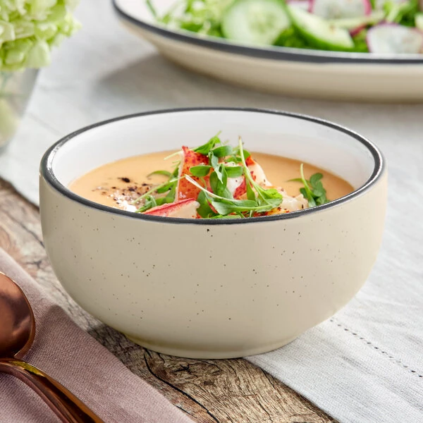 Acopa Embers 10 oz. Cream White Matte Stoneware Bowl - Sample