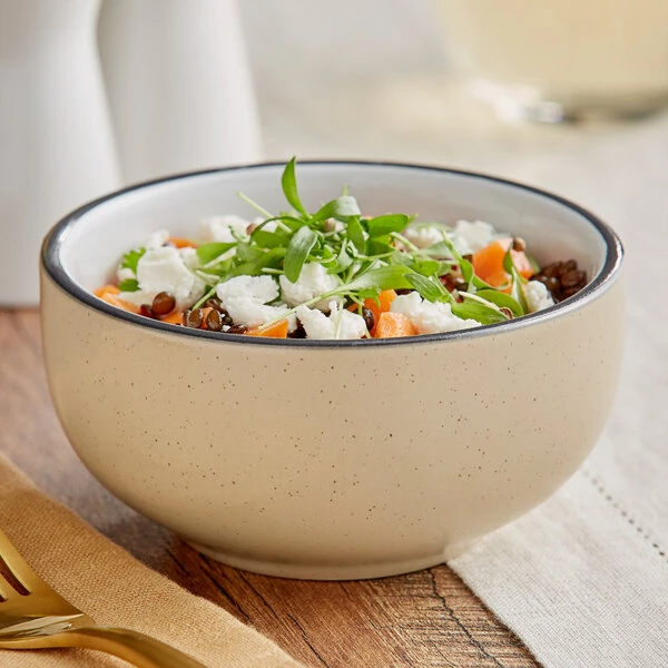 Acopa Embers 10 oz. Harvest Tan Matte Stoneware Bowl - Sample
