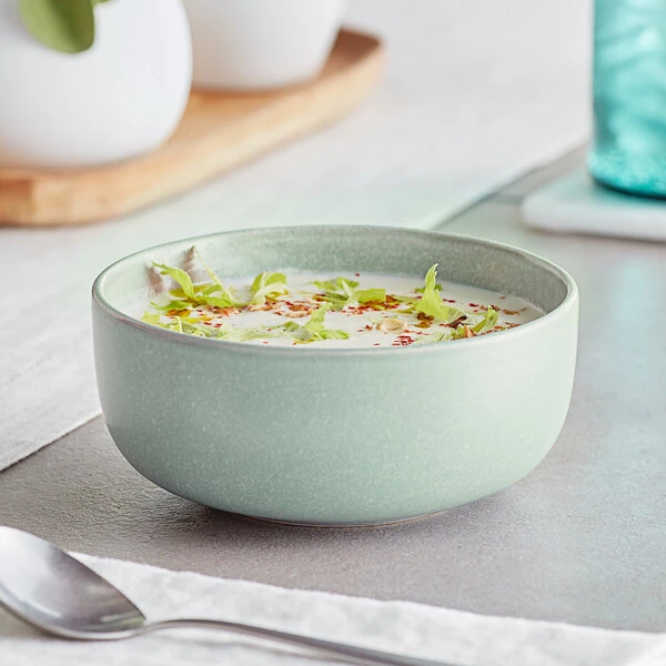 Acopa Pangea 16 oz. Harbor Blue Matte Porcelain Bowl - Sample