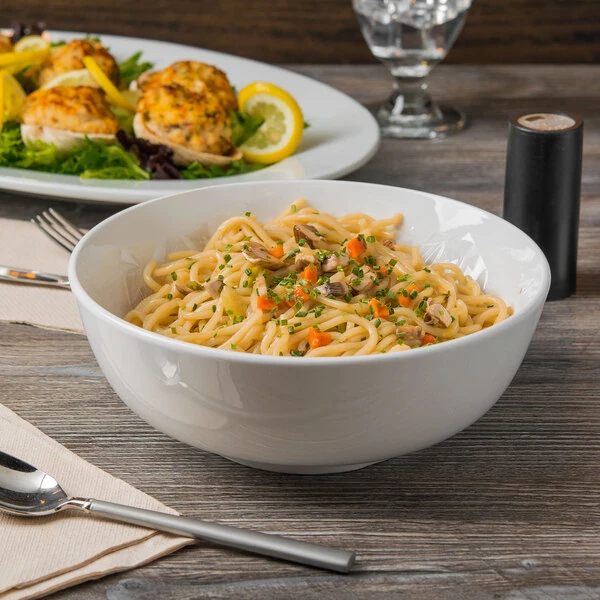 Libbey Porcelana 60 oz. Bright White Porcelain Noodle Soup Bowl - Sample