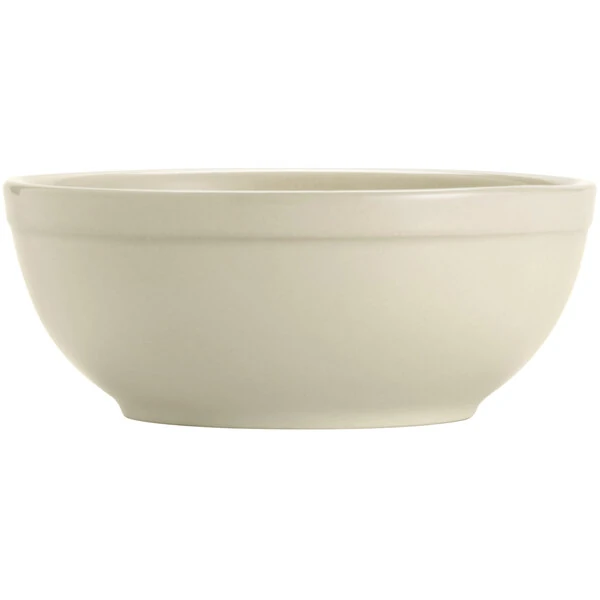 Libbey Porcelana Cream 18 oz. Cream White Rolled Edge Porcelain Nappie Bowl - Sample