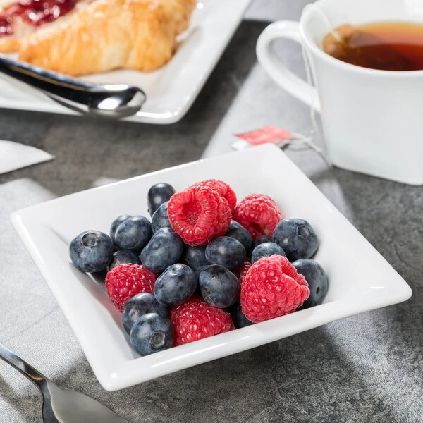 Libbey Slate 5.5 oz. Ultra Bright White Wide Rim Square Porcelain Fruit Bowl - Sample