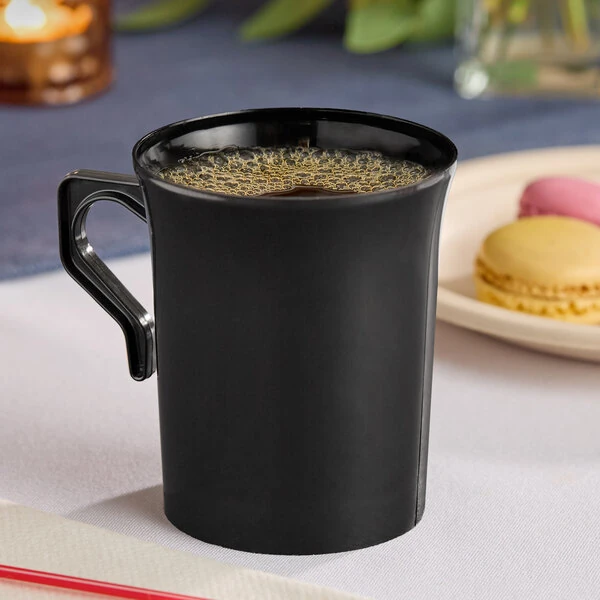 Visions 8 oz. Black Plastic Coffee Mug - 192/Case