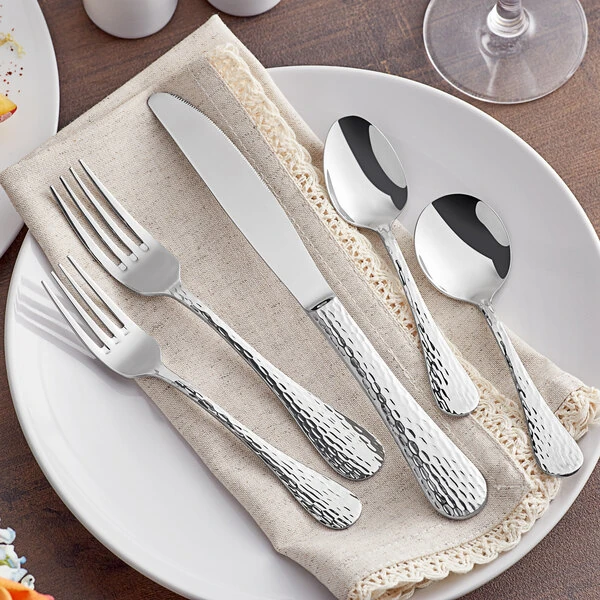 Acopa Inspira 18/8 Stainless Steel Extra Heavy Weight Flatware 5-Piece Set - Sample