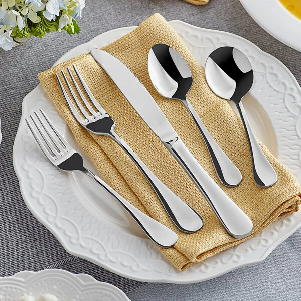 Acopa Vittoria 18/8 Stainless Steel Extra Heavy Weight Flatware 5-Piece Set - Sample