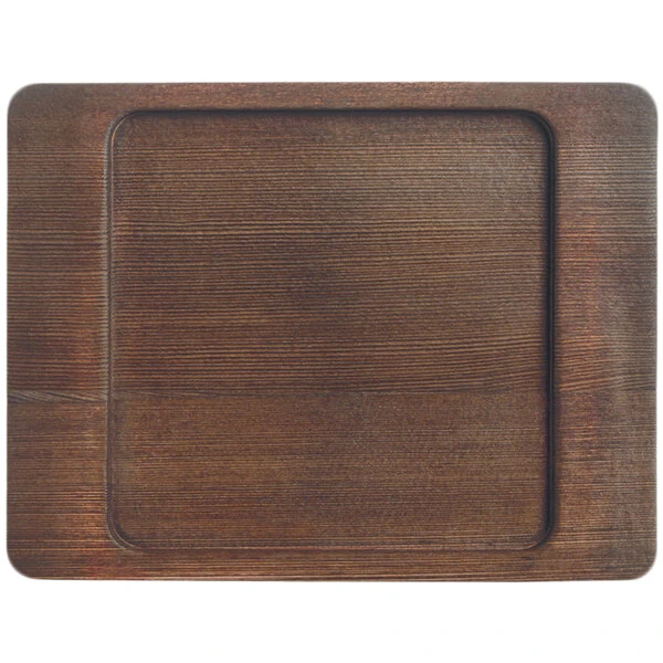 Libbey CIS-16TR 7 7/8" x 6 1/8" Cedar Plank Wood Underliner with Natural Wood-Grain Finish - 12/Case