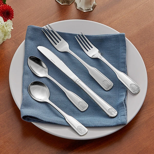 Acopa Atglen 18/0 Stainless Steel Medium Weight Flatware 5 Piece Set - Sample