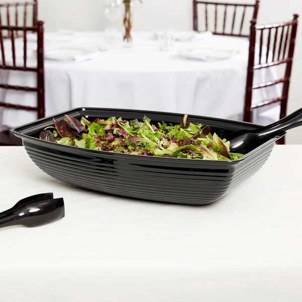 Cambro RSB1419CW110 12 Qt. Black Camwear® Rectangular Ribbed Bowl