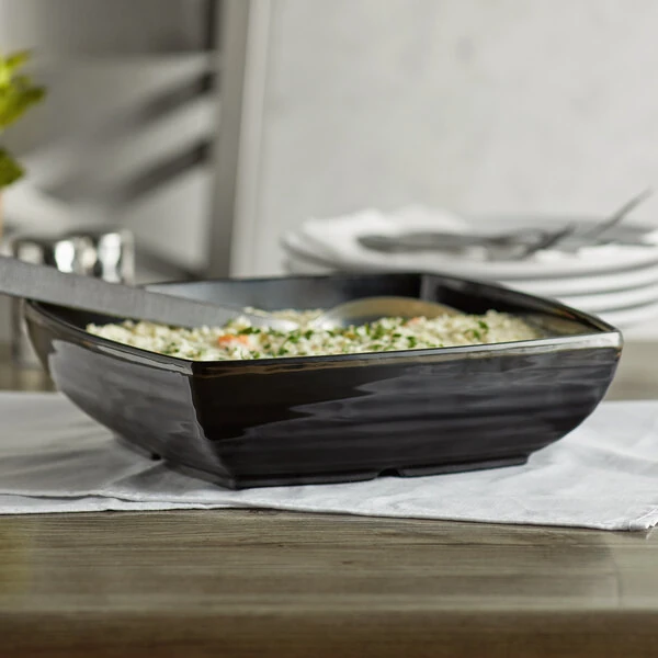 GET ML-68-BK Milano Black 3 Qt. Square Serving Bowl - 6/Case
