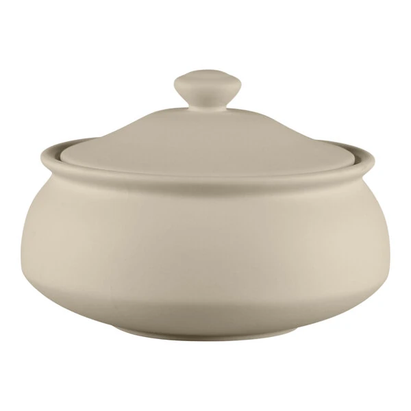 RAK Porcelain Baantna 50.4 oz. Gray Porcelain Handi Bowl and Lid - 2/Case