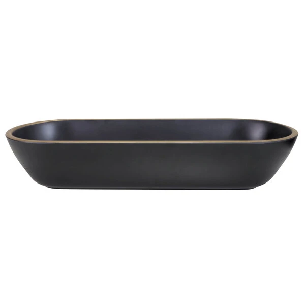 Elite Global Solutions B248152-GLDB Kobe 2.2 Qt. Black / Gold Oval Melamine Bowl