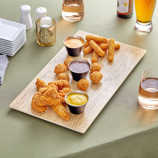 Acopa 18" x 10" Light Oak Faux Wood Melamine Serving Board