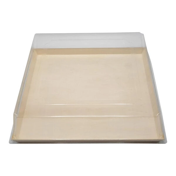 VerTerra 12" x 12" x 4 1/2" Balsa Wood Tray with Lid - 25/Case