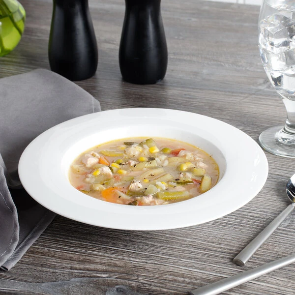 Bon Chef 5000008B Wide Rim 15 oz. White Bone China Soup Bowl - 24/Case