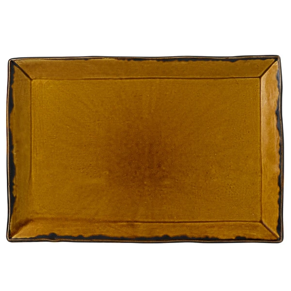 Dudson HB002 Harvest 13 1/4" x 9" Brown Rectangular China Platter by Arc Cardinal - 6/Case
