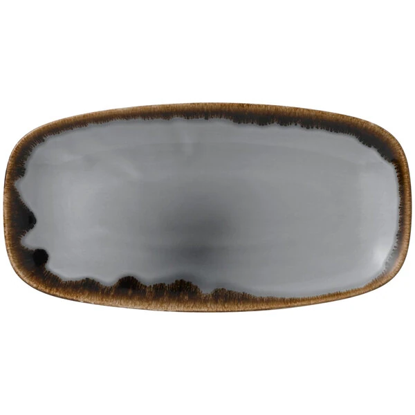 Dudson Harvest 11 3/4" x 6" Gray Oval China Tray by Arc Cardinal - 12/Case