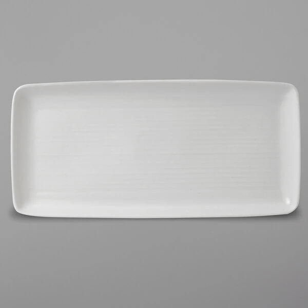 Dudson EP356 Evo 14" x 6 1/2" Matte Pearl Rectangular Stoneware Platter by Arc Cardinal - 8/Case