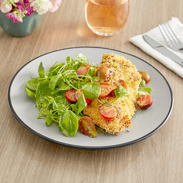 Acopa Apollo 9 1/2" Matte Gray and Black Coupe Melamine Plate - 12/Pack