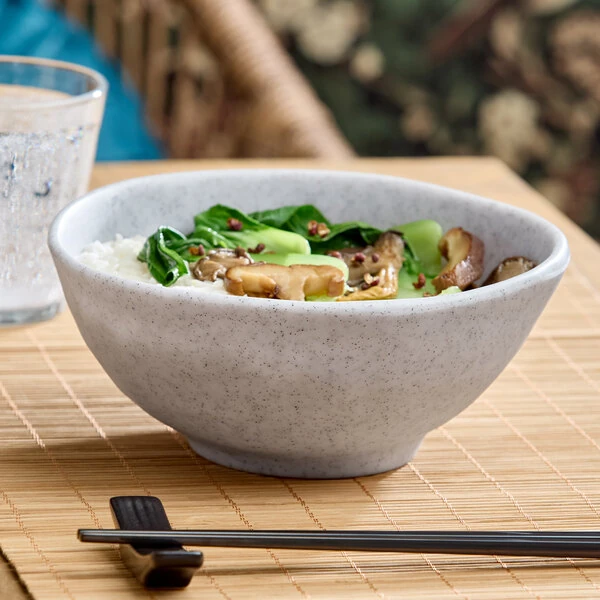 Acopa Cavern 24 oz. Light Gray Round Melamine Bowl - 12/Case
