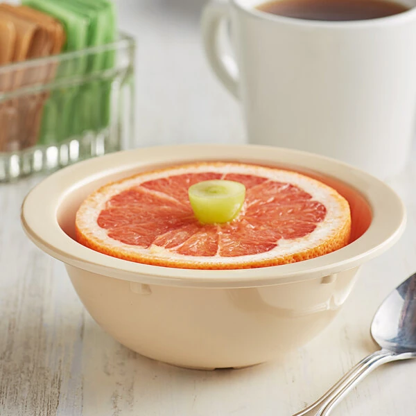 Acopa Foundations 13 oz. Tan Narrow Rim Melamine Grapefruit Bowl - 12/Case